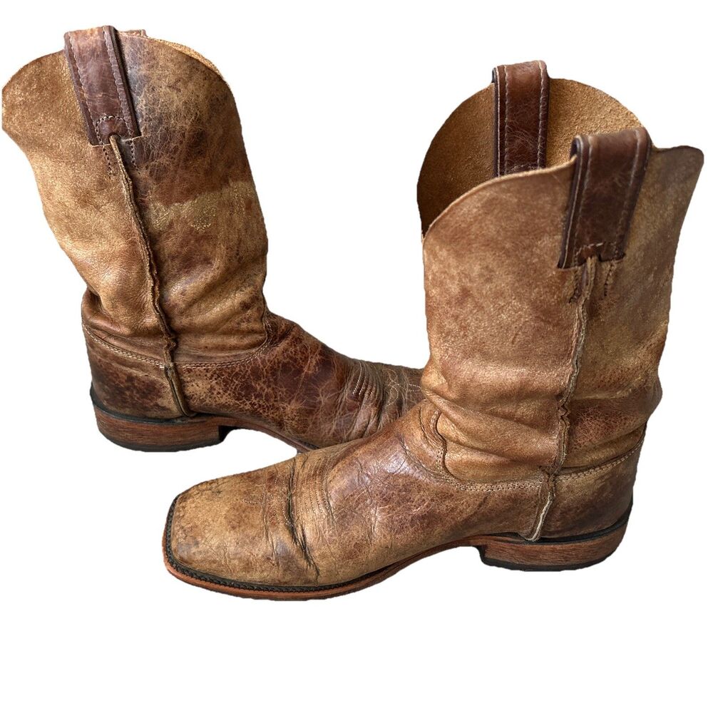 Justin Bent Rail BR734 Men’s 9.5D Brown Distressed Leather Western Cowboy Boots